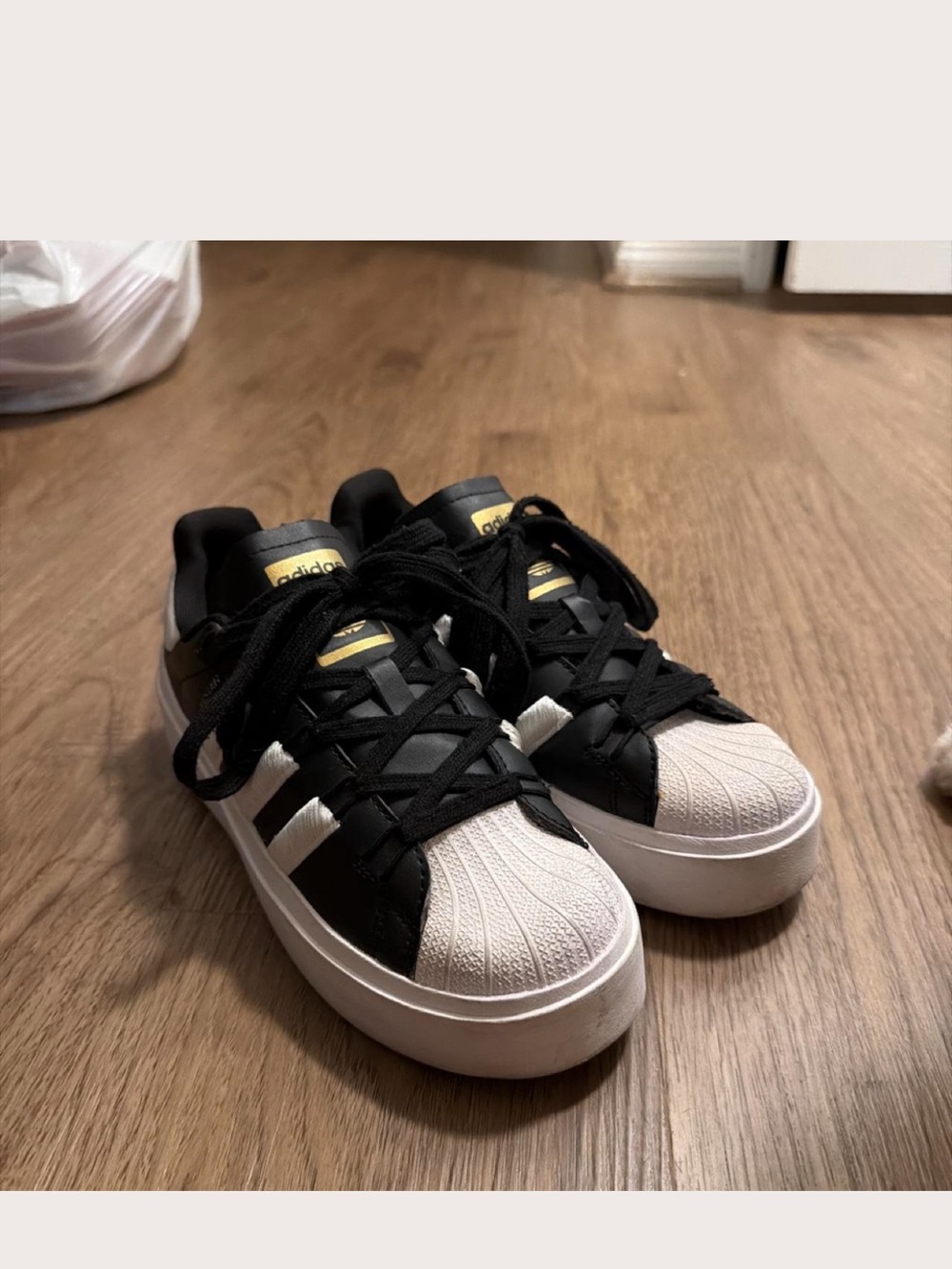 adidas Black and White Women's Platform Superstar Sneakers